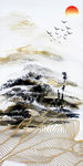 新中式山水线条晶瓷装饰画