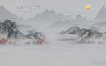 大理石国画山水电视背景墙