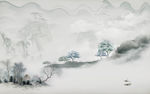 现代中式风山水画 tif分层
