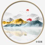 圆形抽象水墨画