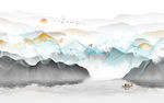 新中式山水背景墙