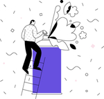 创意极简扁平人物场景插画设计