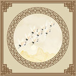 吉祥鹤群新中式天顶壁画