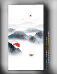 屏风水墨山水画