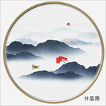 圆形水墨装饰画 山水