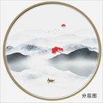 圆形水墨画
