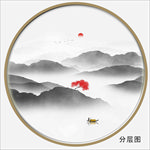 圆形水墨山