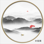 远山圆形山水画 山水