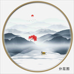 水墨山水圆形山水 山水画