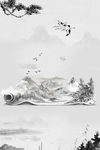 水墨中国风山水海报背景