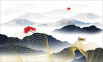 水墨金线山 山水画