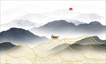 新中式金线山水 水墨挂画