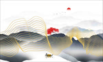 新中式线条山水 水墨画