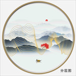 动感线条 金线山水画 山水