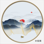 水墨线条装饰画 山水画