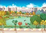 手绘安徽鸭子湖素材美景