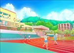 手绘潮州韩师东宛田径场素材