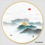 圆形水墨画