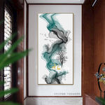 禅意抽象水墨山水玄关装饰画