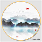 圆形水墨画