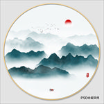 圆形水墨画