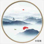 圆形山水挂画