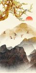 彩雕山水玄关背景墙