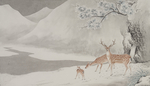 古典鹿松中式山水水墨装饰画