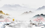 中国风轻奢风山水画 tif分层
