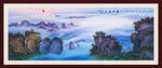 蓝色山水画