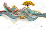 羽毛山水画背景画 TIF分层