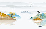 简约山水画背景画 TIF分层