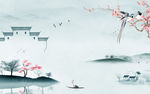 高清 山水画背景画 TIF分层