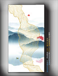 金线装饰山水壁画