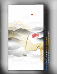 线条山水壁画