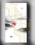 金线壁画挂画 酒店山水