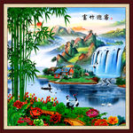 壁画 富竹迎客