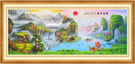 中式迎客松山水装饰画