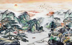 水墨山水背景墙