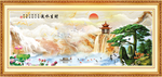 大理石迎客松山水装饰画