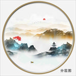 圆形水墨山水