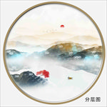 圆形水墨山