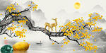 石来运转麋鹿山水晶瓷画装饰画