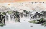 流水生财山水背景墙
