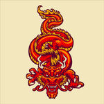 国潮龙手绘插画