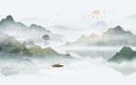 禅意水墨山水画