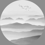 山水装饰画 水墨山水 圆形山水