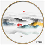 圆形山水画圆形水墨画