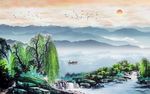 山水画背景墙