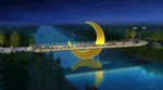 夜景桥鸟瞰 景观生态桥 河边桥